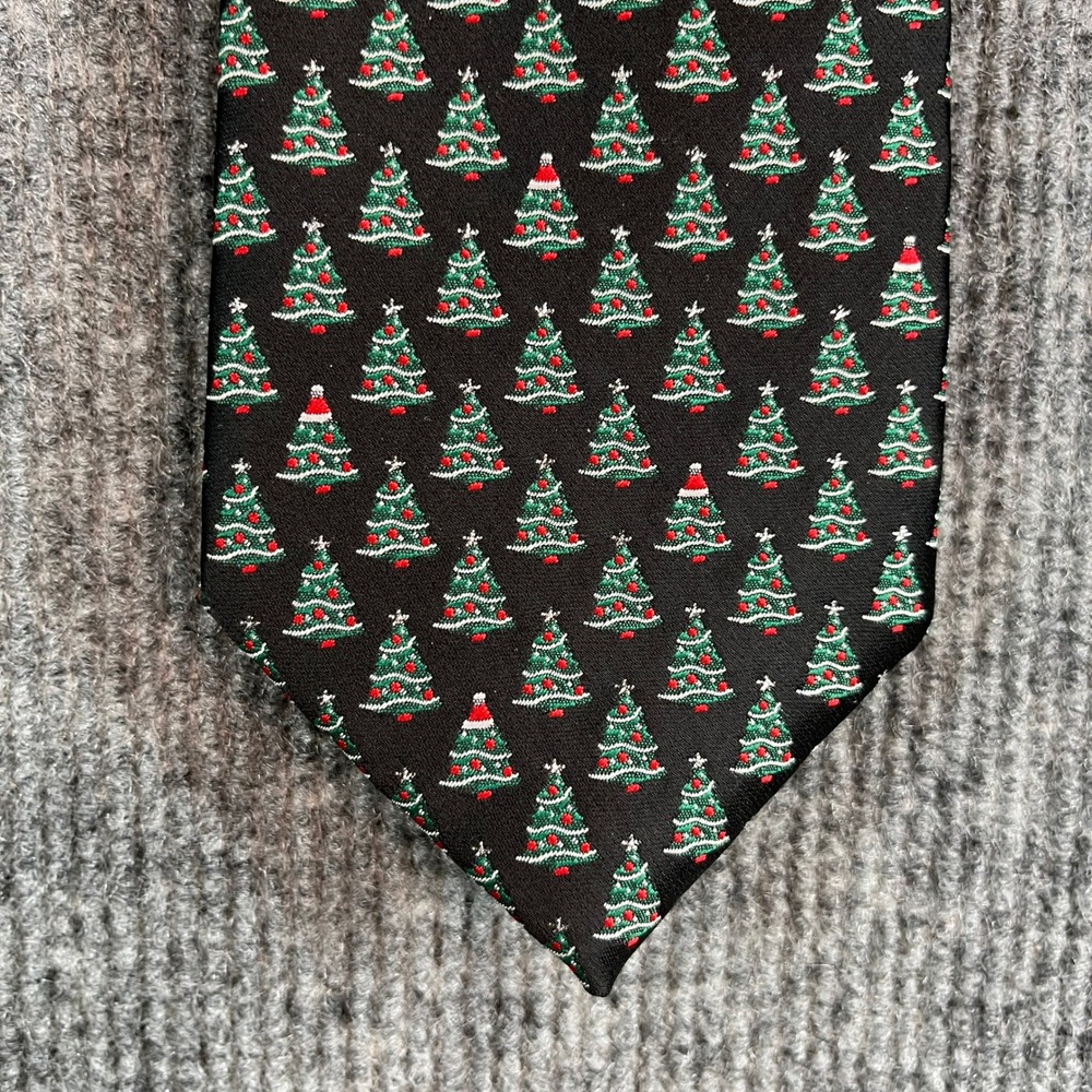 Noel Holiday Collection Mens Lurex Christmas Tree Tie Black 64133217